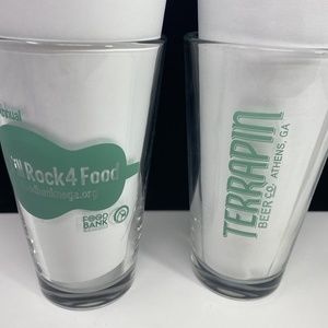 Terrapin Beer Co Athens Georgia Lot of 2 Will Rock 4 Food pint glasses Food bank